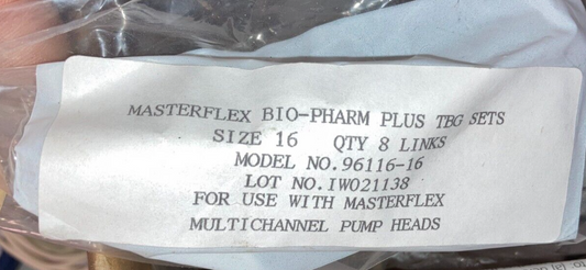 4 Pack Masterflex L/S 16 Two-Stop Precision Pump Tubing MFLX-96116-16