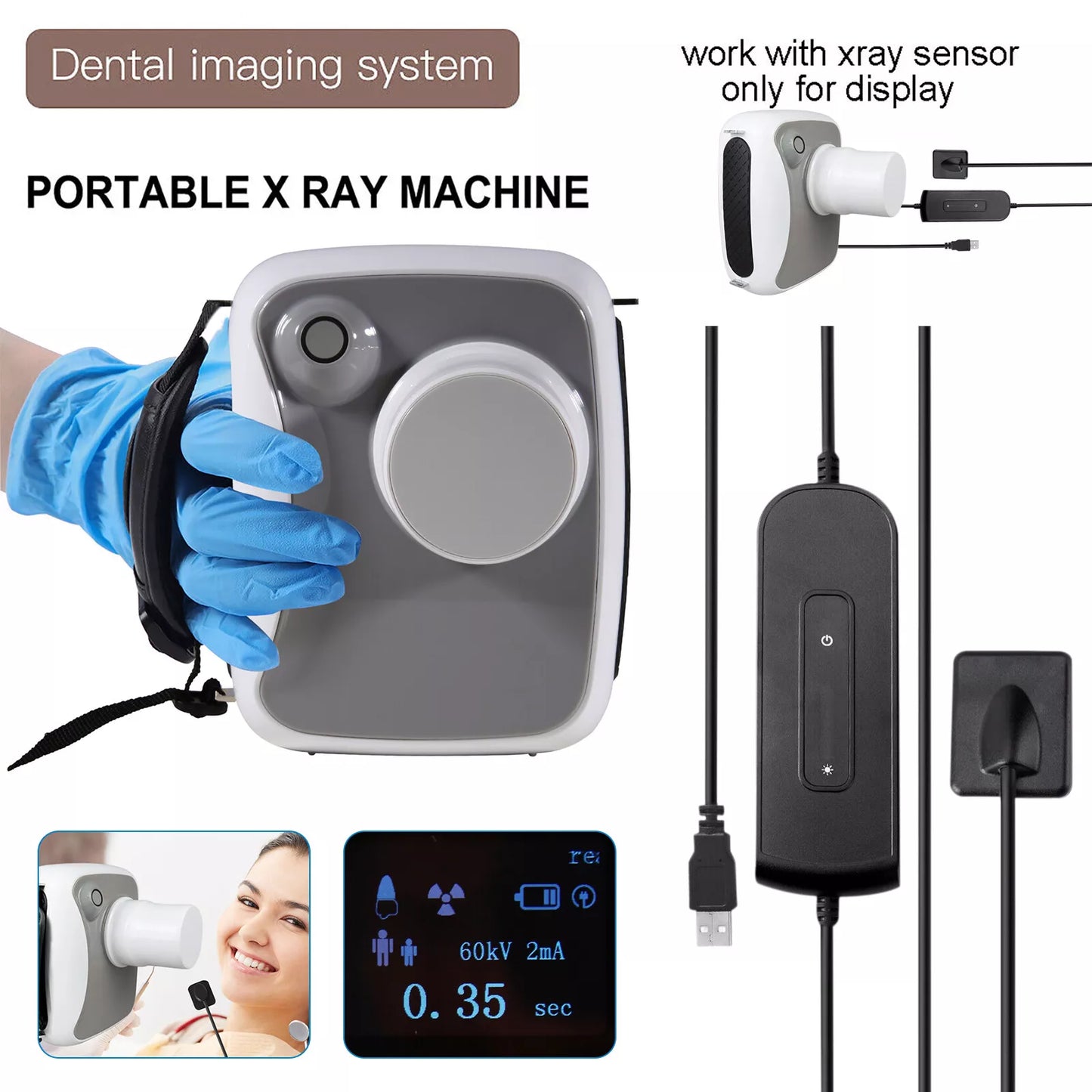 Dental Portable Digital X-ray Machine Imaging Unit with X-RAY Sensor Size 1.5 ns