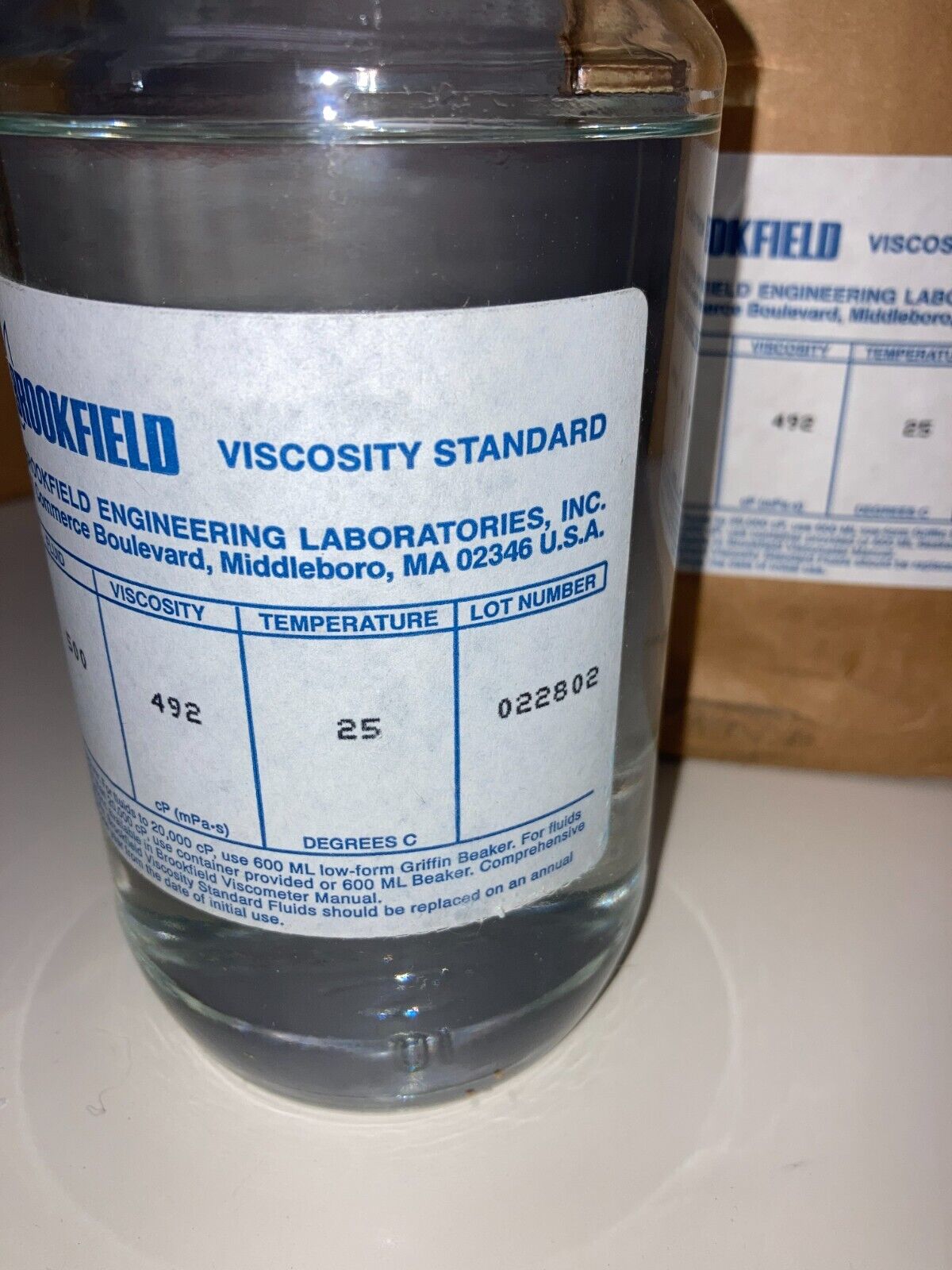 Brookfield Standards Viscosity Fluid 500 Viscosity 500 cP (mPa-s) Temp 25C