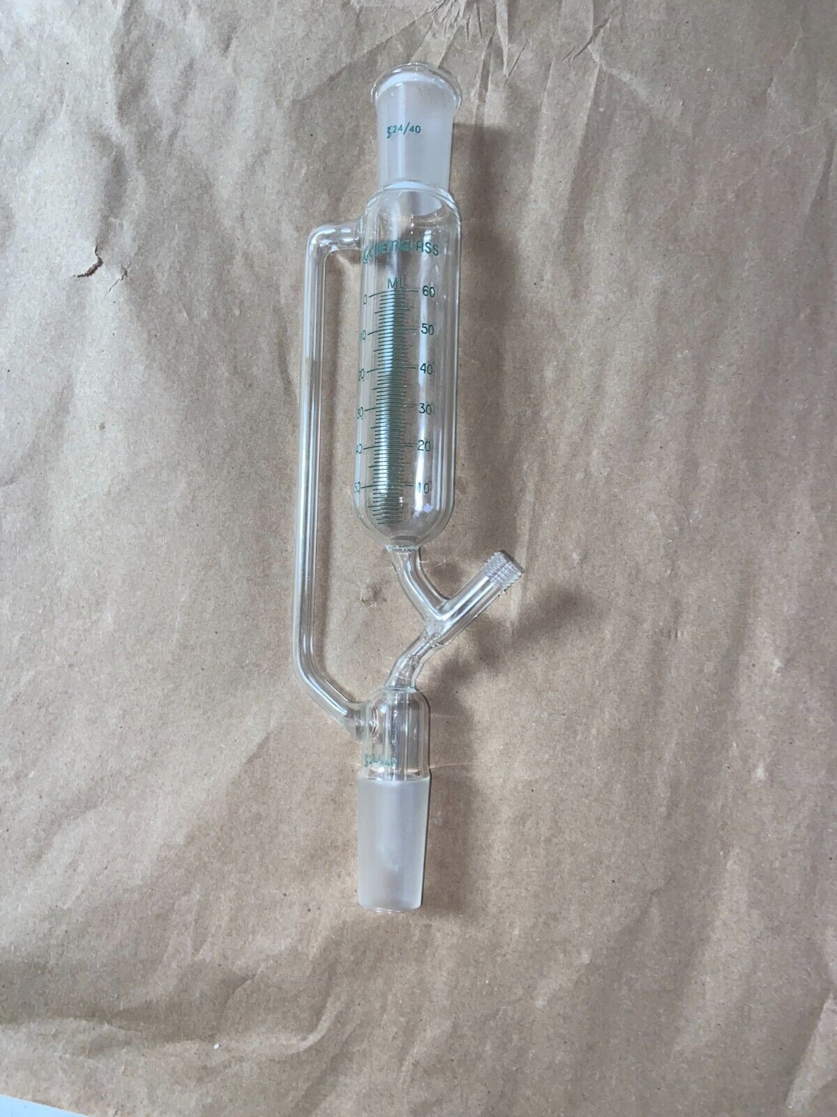 Chemglass 60mL Graduated Pressure-Equalizing Addition Funnel 24/20 Joint