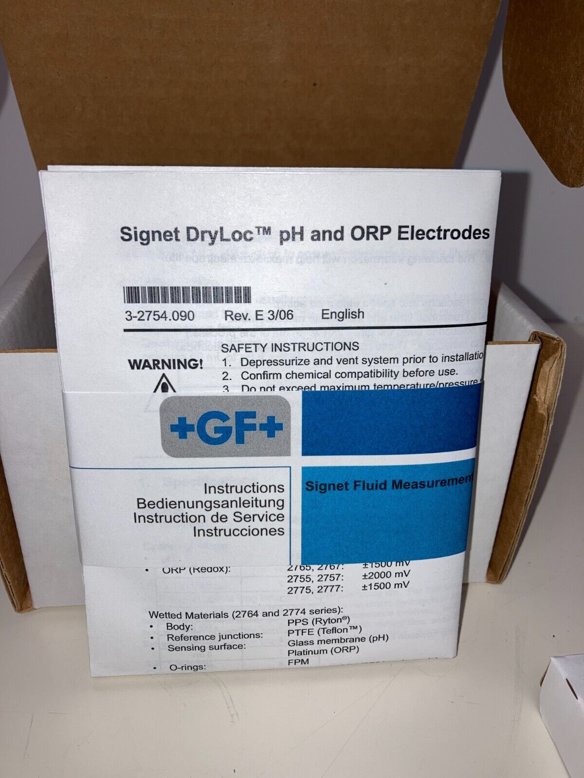 NEW IN BOX +GF+ SIGNET 3-2756 / 159 000 750  DRYLOC PH ELECTRODE BULB STYLE