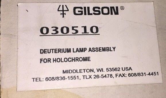 NEW GILSON 030510  DEUTERIUM LAMP ASSEMBLY for HOLOCHROME UV MONITOR