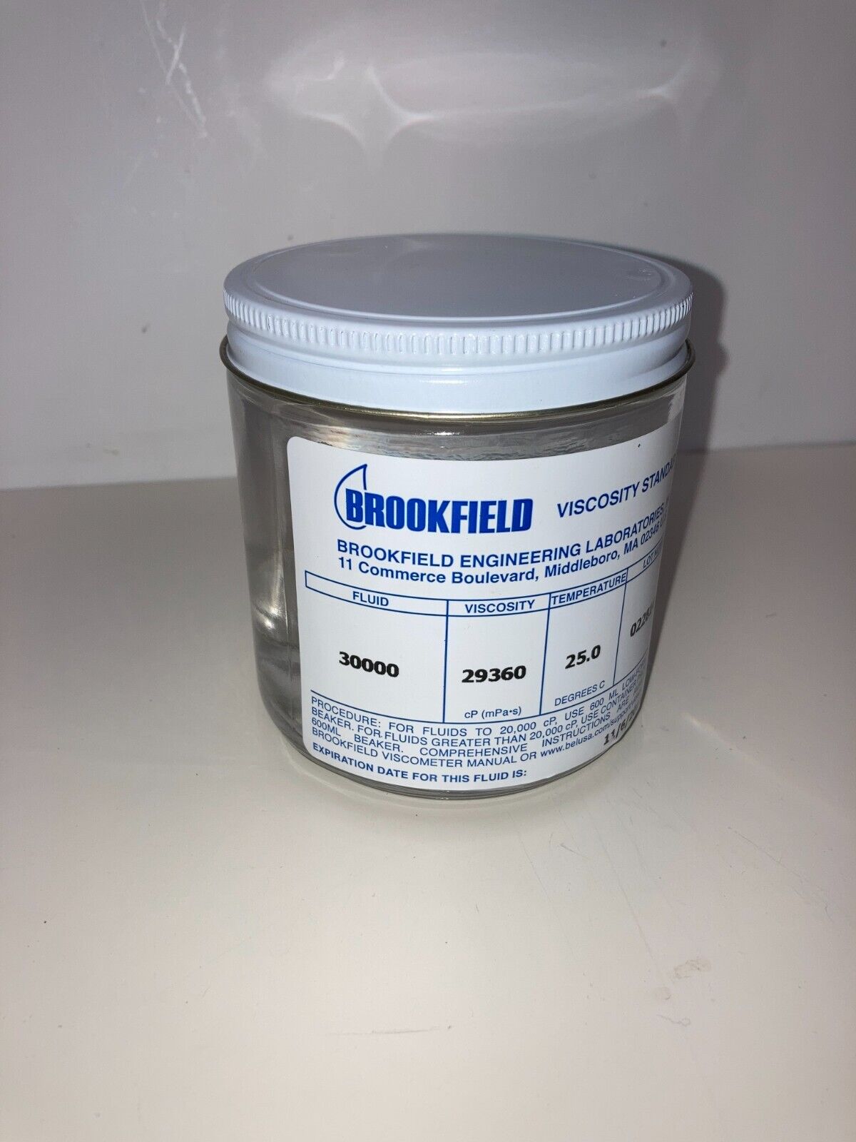 Brookfield Standards Fluid 30000 Viscosity 30000 cP (mPa-s) Temp 25C