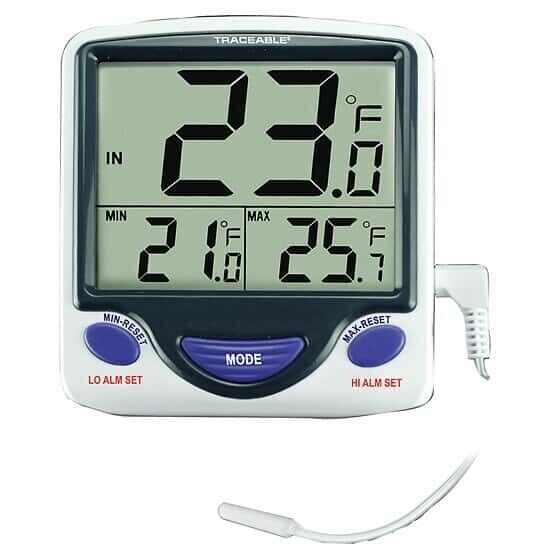 Traceable Calibrated Jumbo Fridge/Freezer Digital Thermometer -58 to 158F