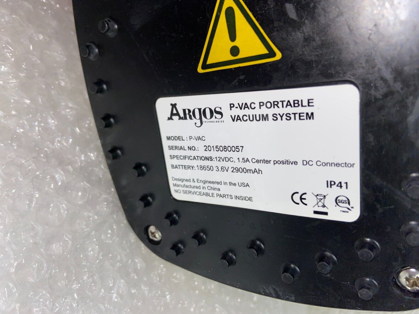 Argos P-Vac Portable Vacuum System PV000 with Power Supply