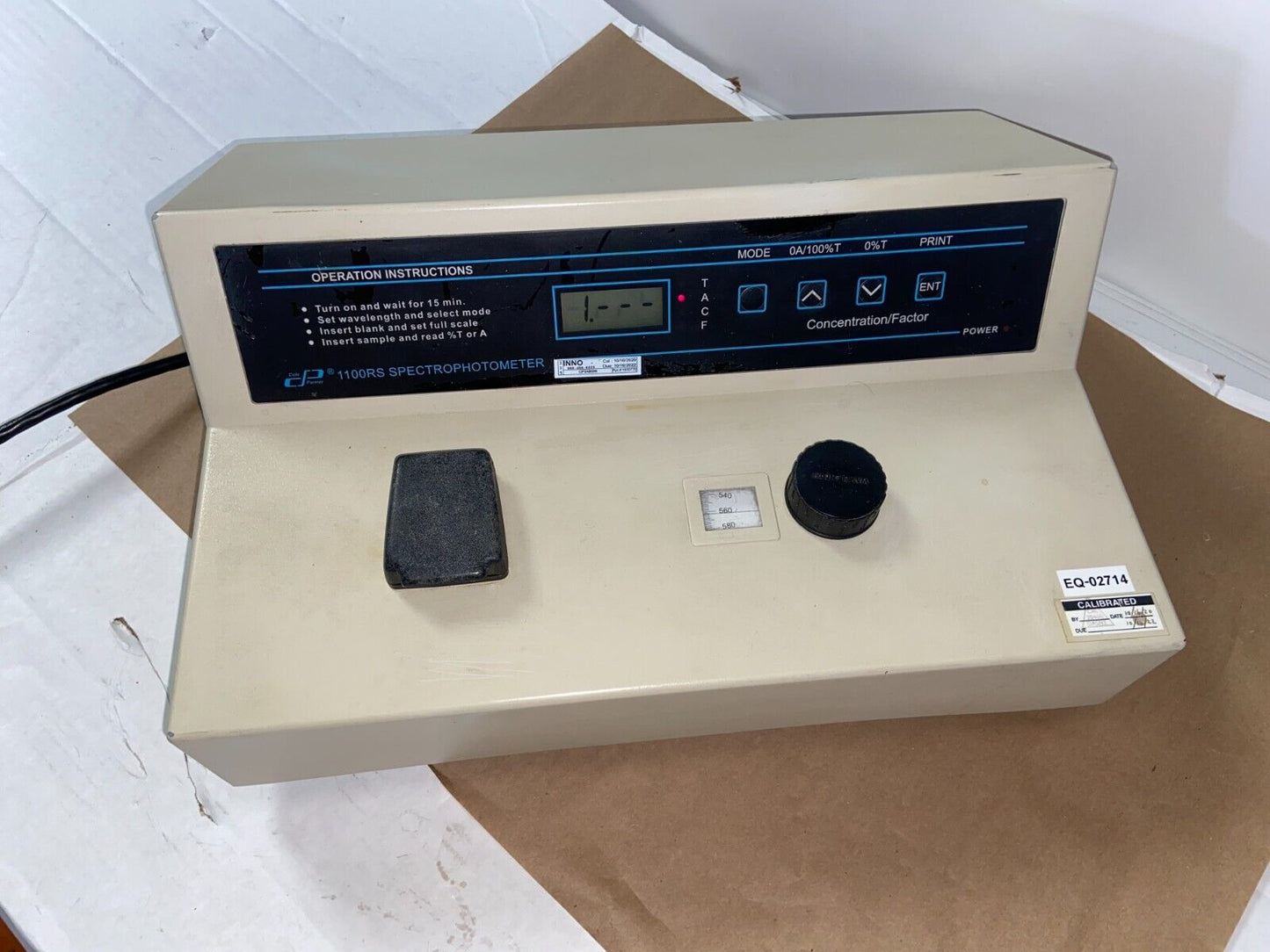 Cole Parmer 1100RS Benchtop Visible Spectrophotometer Single Beam 335nm - 1000nm