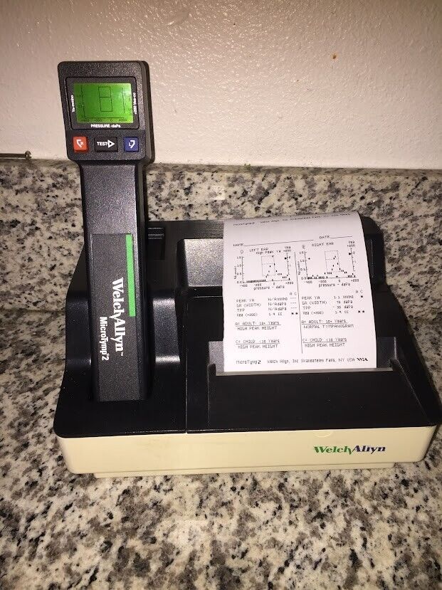 Working Welch Allyn MicroTymp 2 with 71170 Printer/Charger -  New Battery, Tips