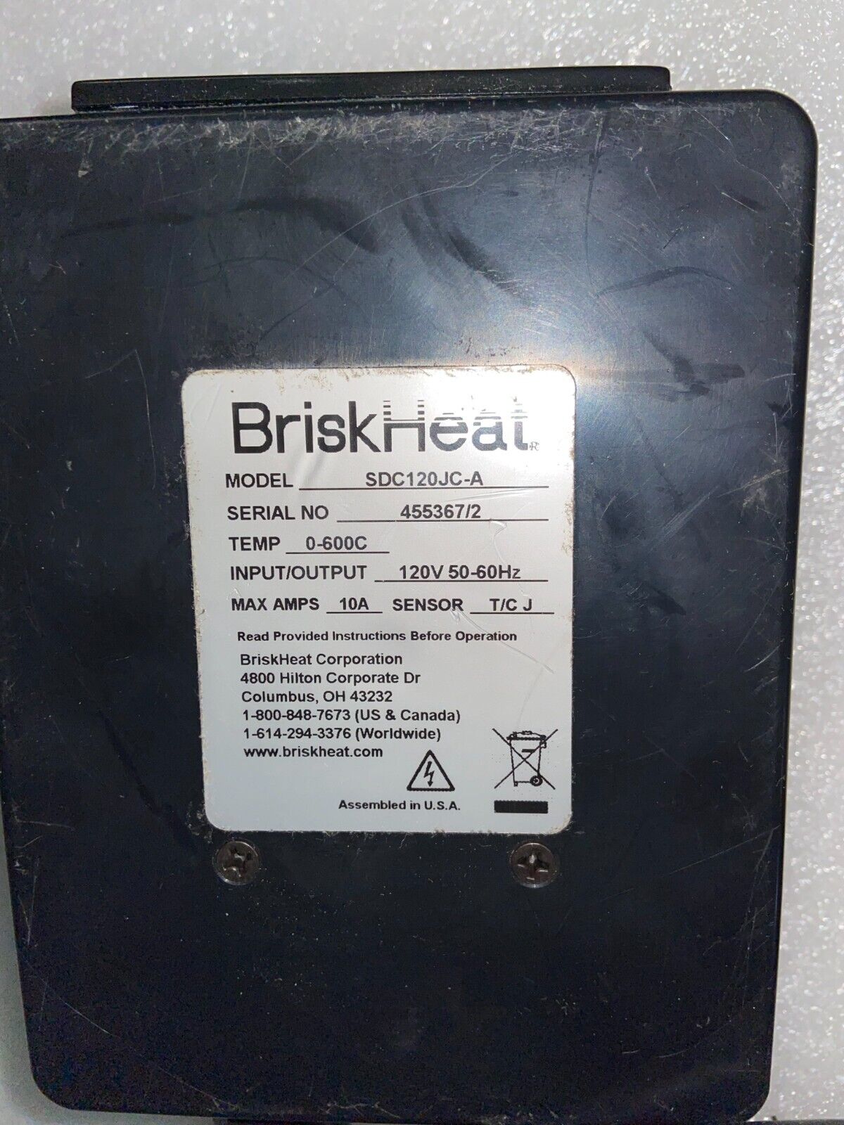 BriskHeat SDC120JC-A SDC Benchtop Temperature Controller with Digital Display