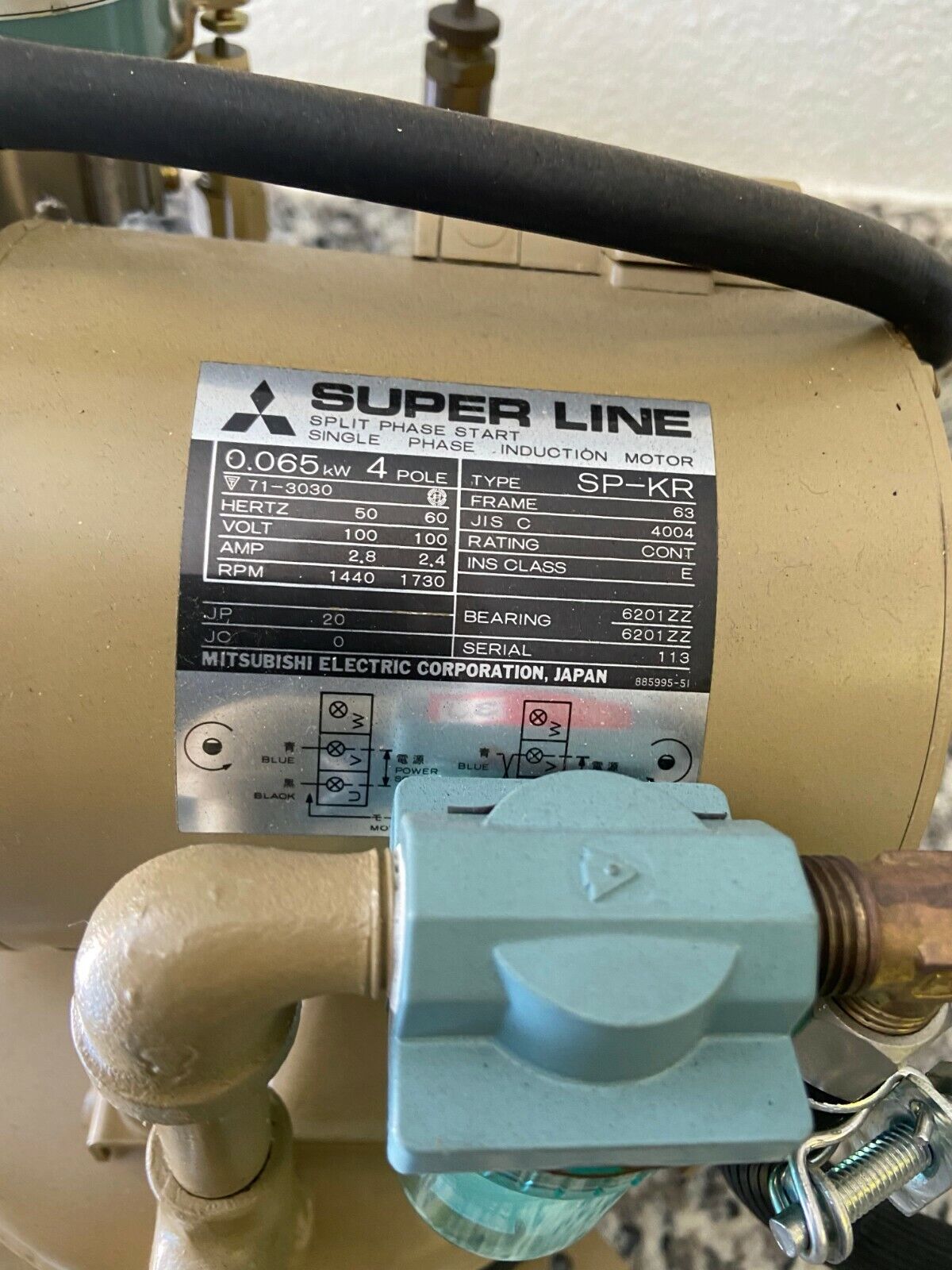 Air Compressor Unit with Motor from JEOL JSM-35CF Scanning Microscope