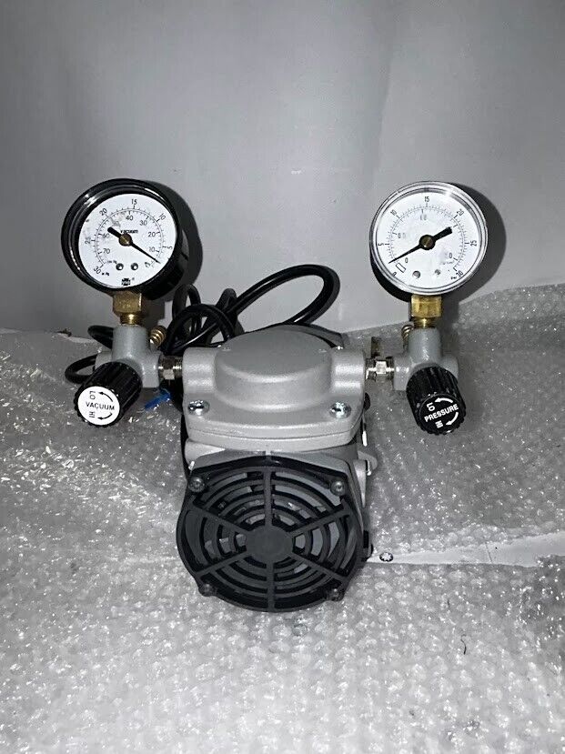 New Cole Parmer PTFE-Coated Vacuum Pump, Gauge/Reg/Valve; 0.75 cfm