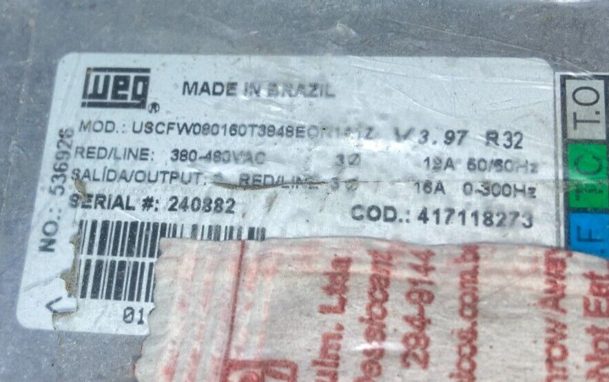 NEW WEG  CFW 09 Vectrue VFD Variable Frequency 380-480VAC