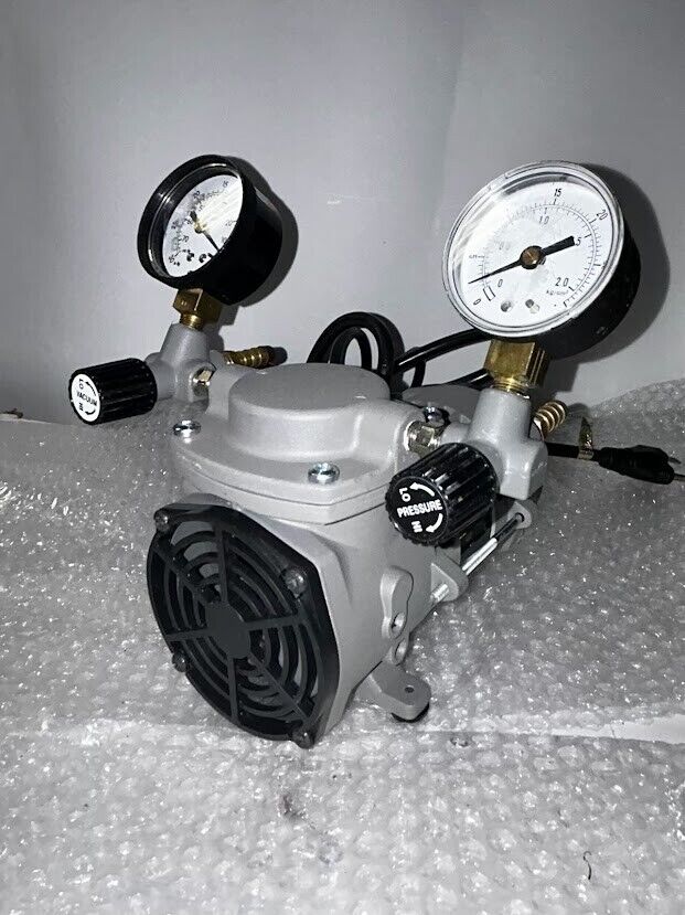 New Cole Parmer PTFE-Coated Vacuum Pump, Gauge/Reg/Valve; 0.75 cfm