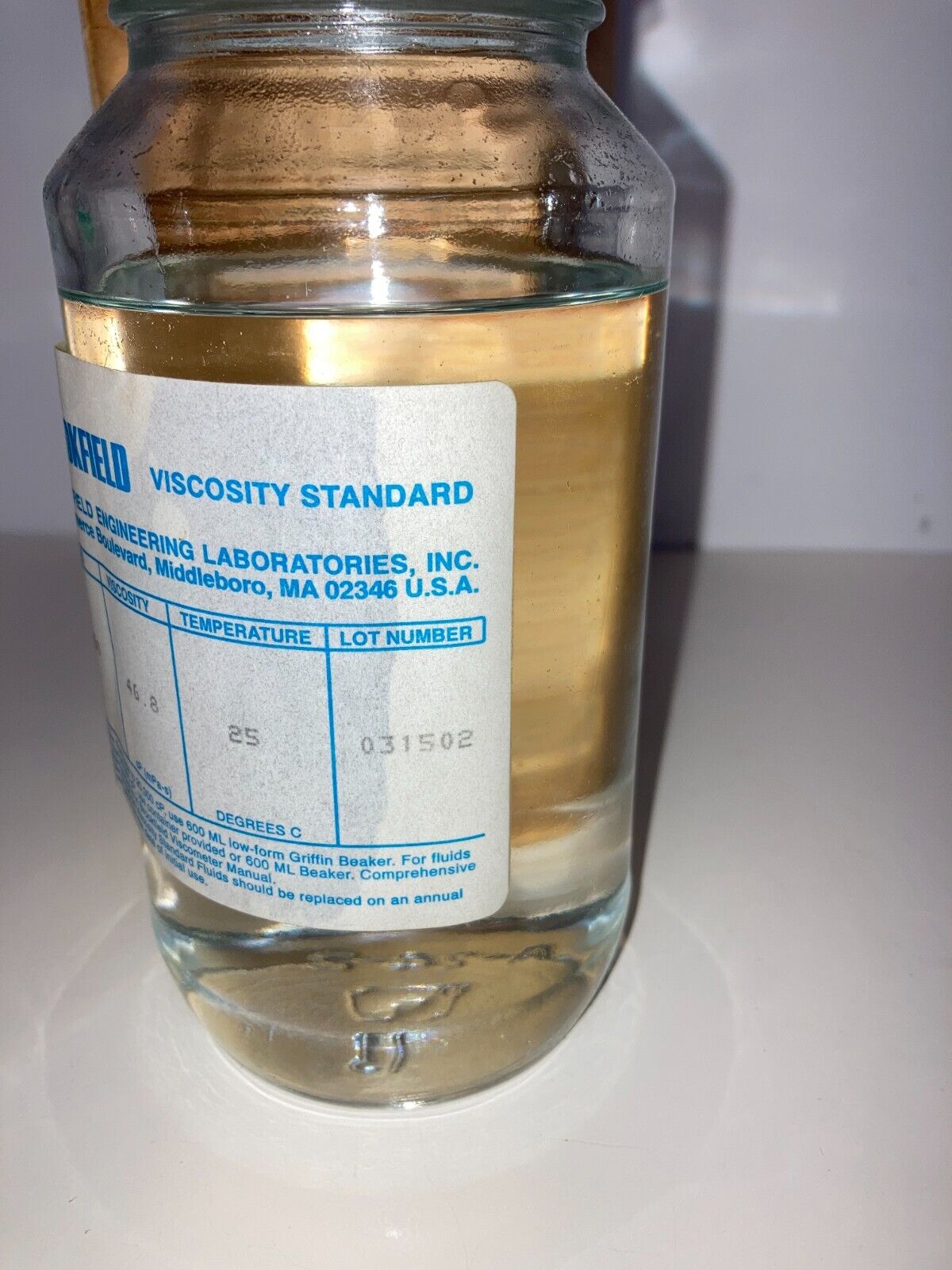 Brookfield Standards Viscosity Fluid 50 Viscosity 50 cP (mPa-s) Temp 25C