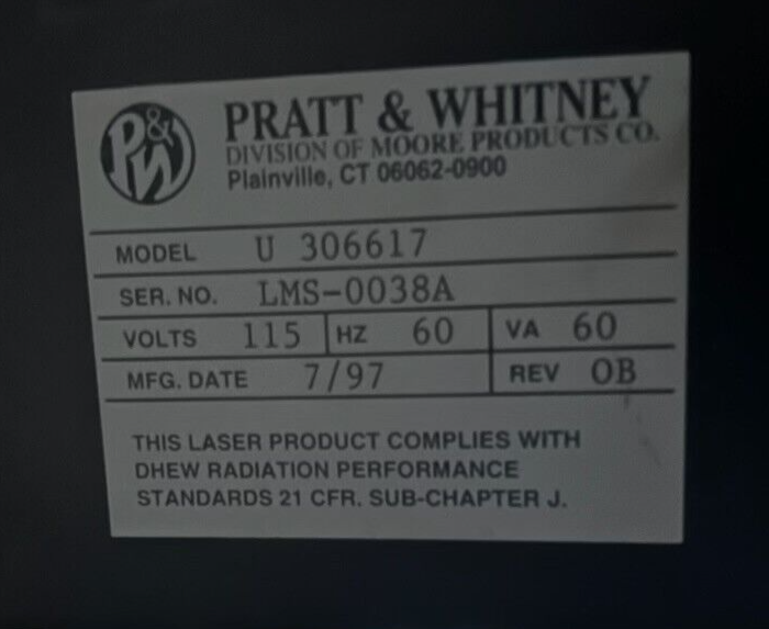 Vintage Pratt/Whitney LMS-0038A  Laser-Interferometer-Based LabMaster Standard