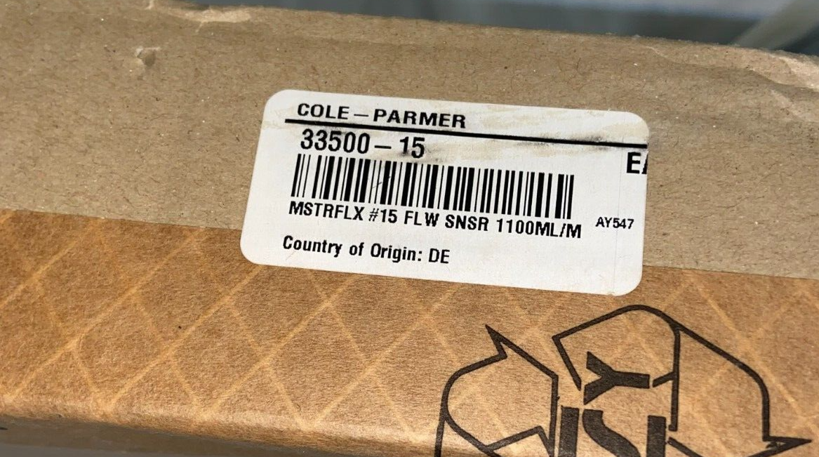 NEW Cole Parmer 33500-15 Masterflex Ultrasonic Flow Sensor for L/S 15 Tubing