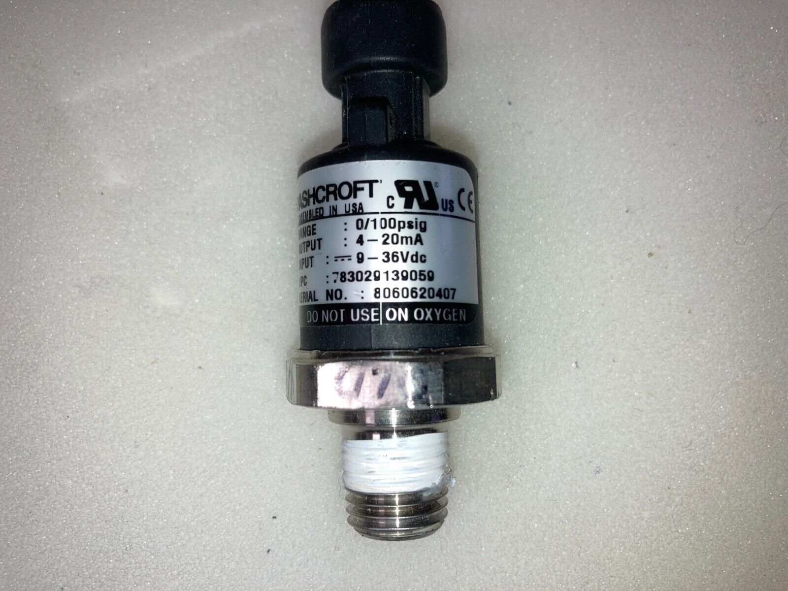 ASHCROFT - 6890052 Ashcroft G2100PSI Pressure Transmitter, 0 to 100 psi, 4-20mA