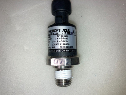 ASHCROFT - 6890052 Ashcroft G2100PSI Pressure Transmitter, 0 to 100 psi, 4-20mA