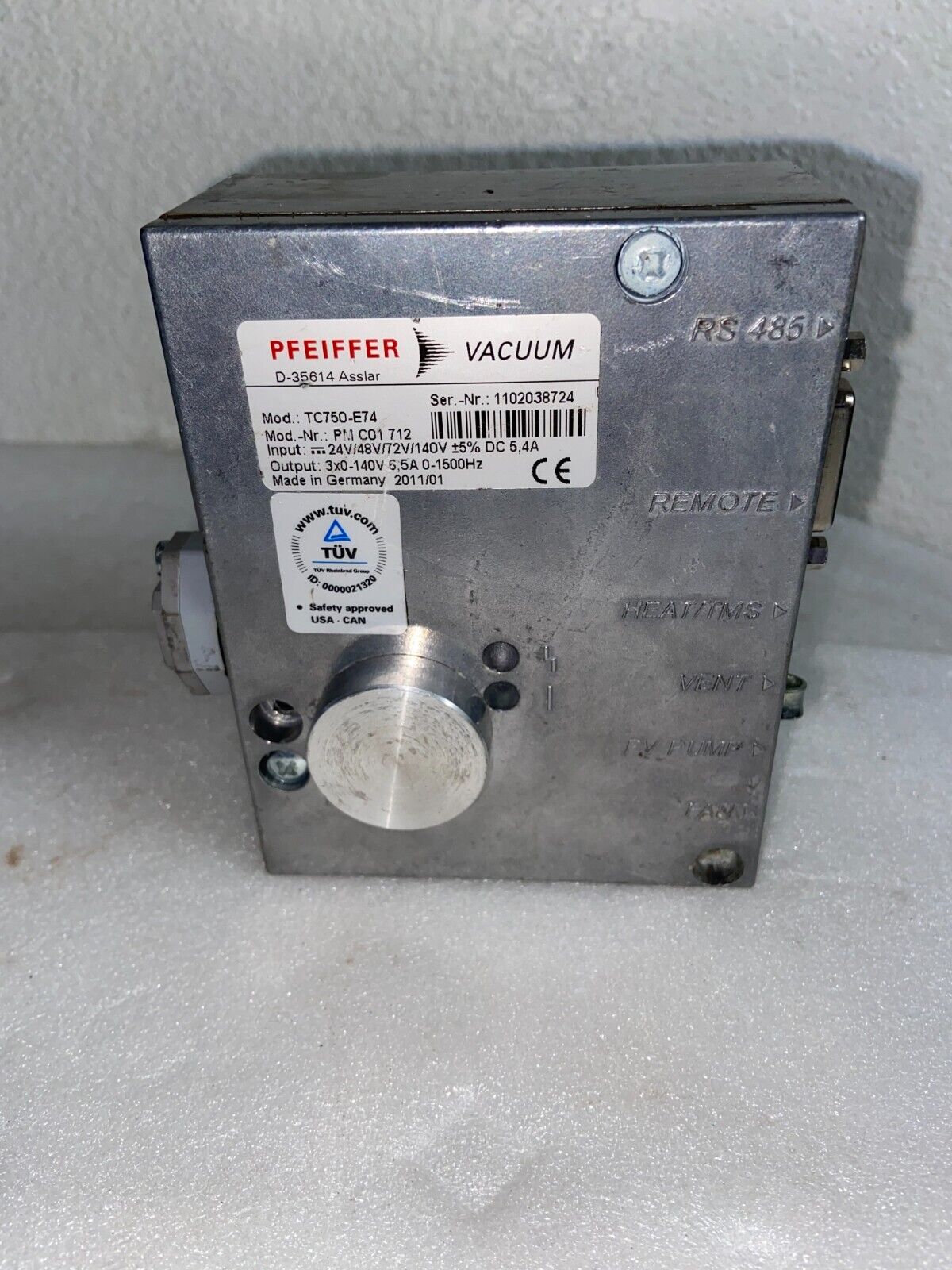 PFEIFFER TC750-E74 TURBOMOLECULAR PUMP CONTROLLER PM C01 712