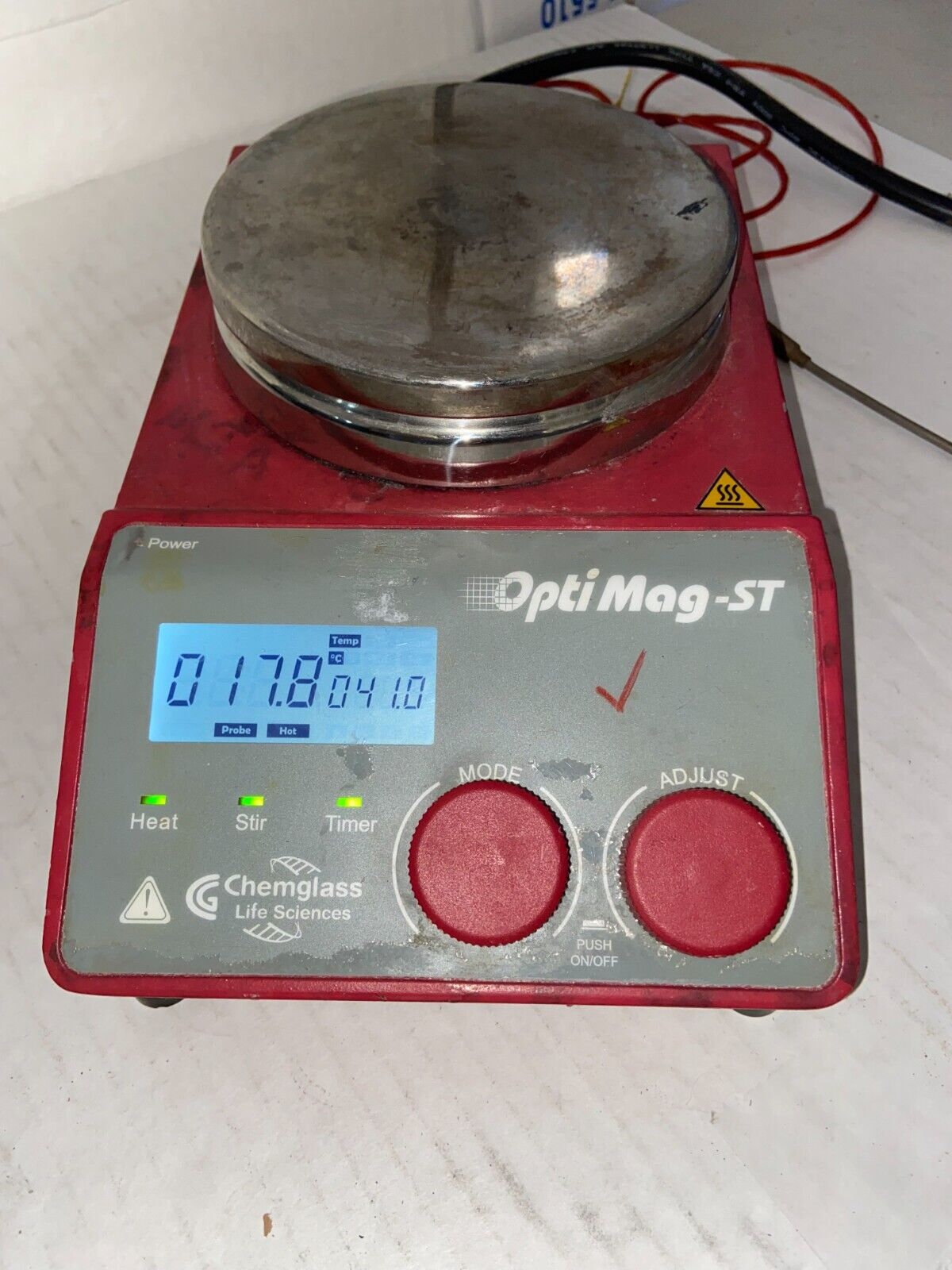 CHEMGLASS OPTIMAG-ST DIGITAL HOTPLATE STIRRER CG-1993-T-10 W/ TEMPERATURE PROBE