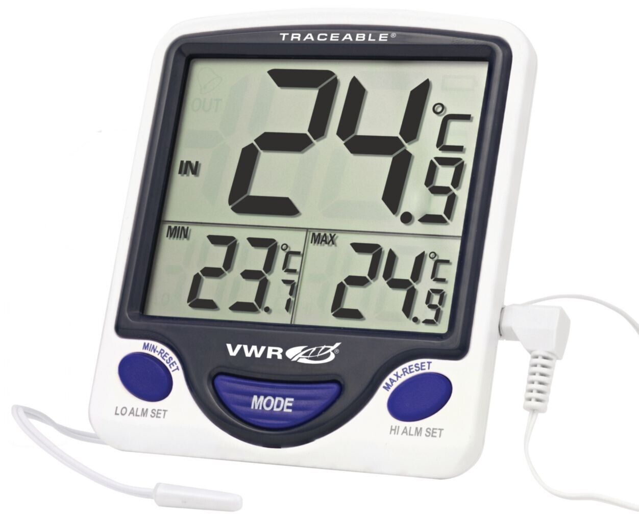 VWR Traceable Thermometer 620-1585, Memory, Large Digit Triple-Display