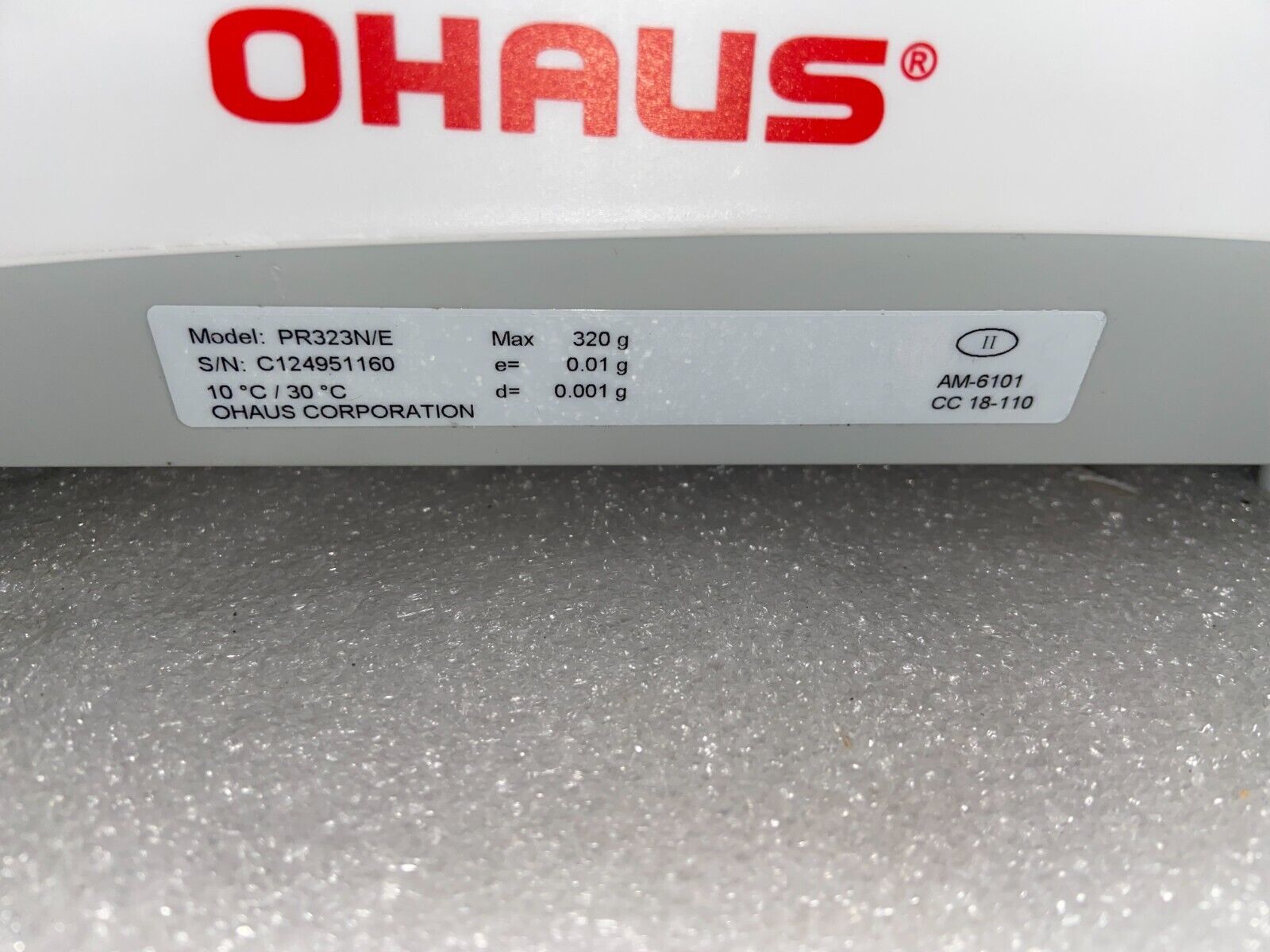 NEW OHAUS PR323N/E PR PRECISION BALANCE, 320 G X 0.001 G