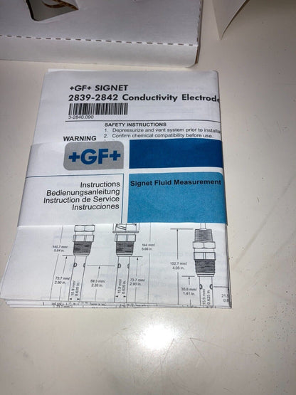 NEW Georg Fischer +GF+ Signet PVDF Conductivity Electrode 2840 Series 3-2840.090