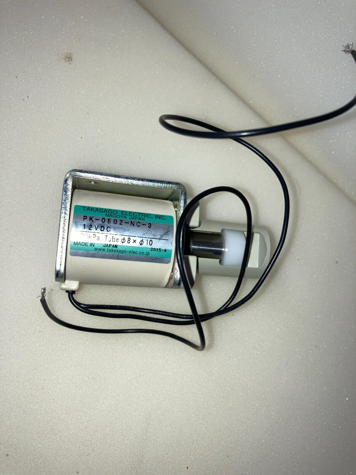 Takasago Electric PK-0802-NC-3 Electric Solenoid Pinch Valve, Normally Closed