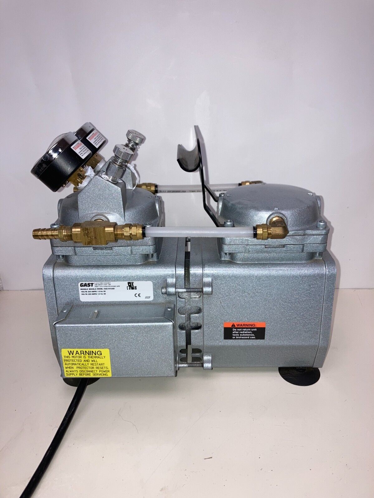 Gast DAA-V515-ED High-Capacity Vacuum Pump, Gauge, Regulator, and Relief 230VAC