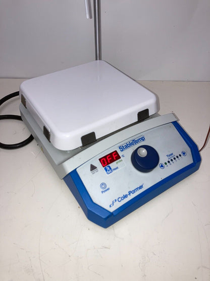 Cole-Parmer StableTemp Digital Ceramic Hot Plate, 7" x 7" w/ Probe & Support Rod